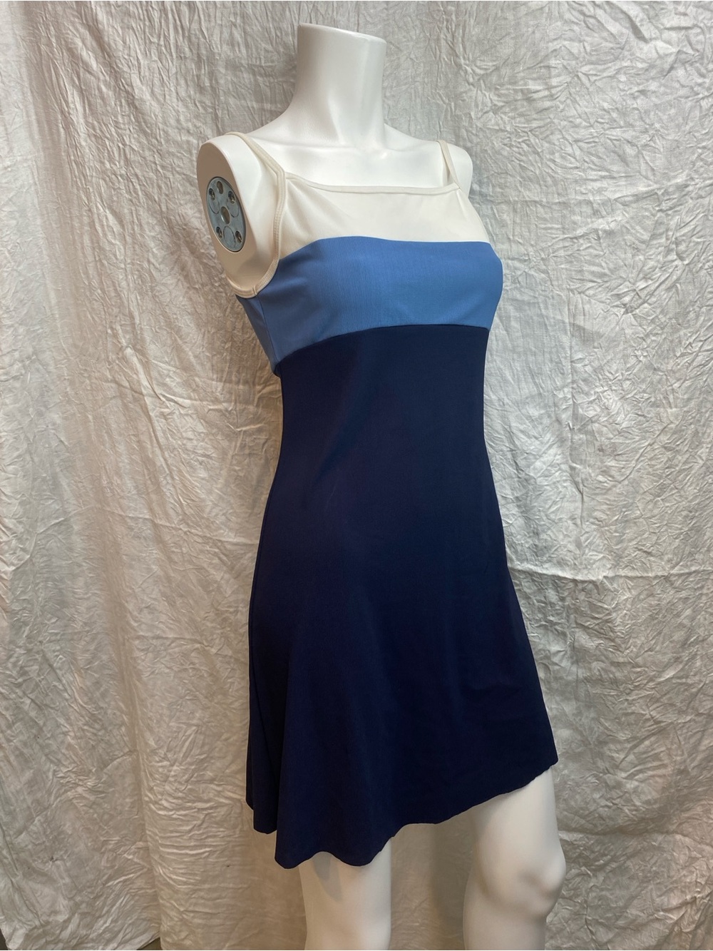 Vintage 90s PS Per Seption Colorblock Navy & Blue Sleeveless Dress